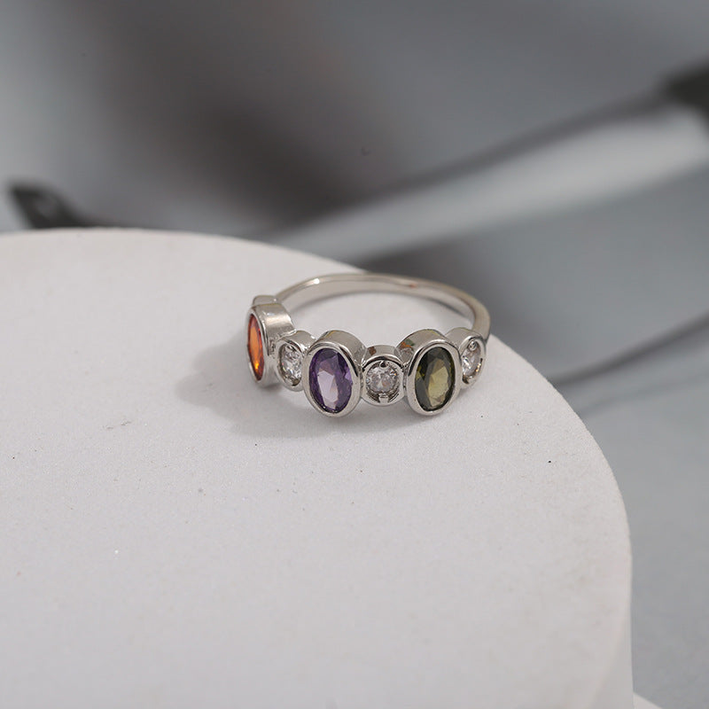 Wholesale Colored copper-inlaid zircon rings
