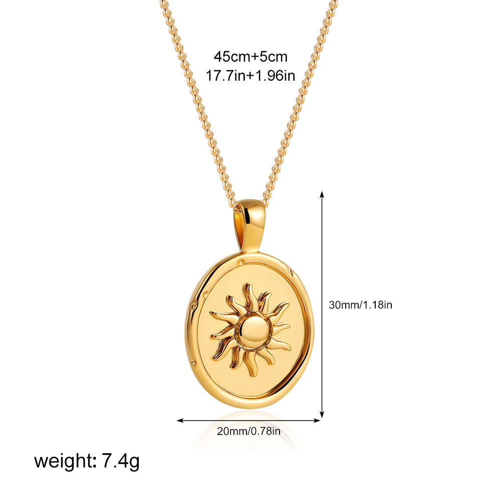 Wholesale  stainless steel 18K gold solid small tag inlaid zircon pendant necklace