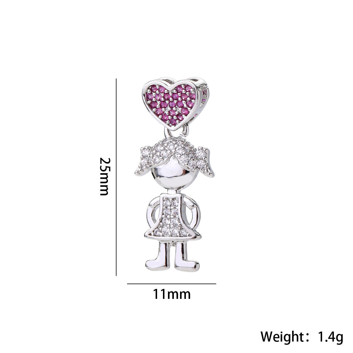 Wholesale Cute Love Heart Girl Pendant Gold Plated Brass Zircon Chic Necklace Accessory For Women