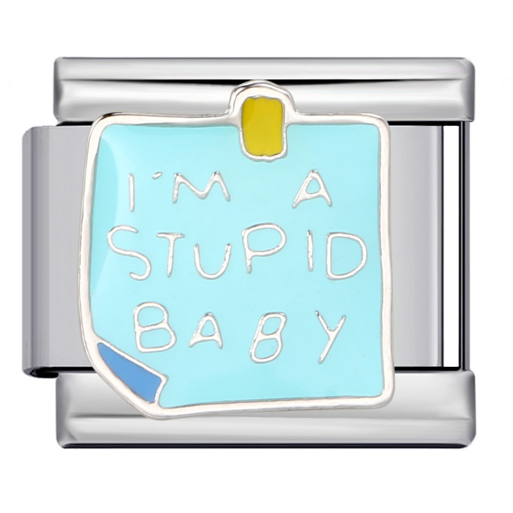 Wholesale Stainless steel welding gold-plated oil drop DIY Italian module Charms