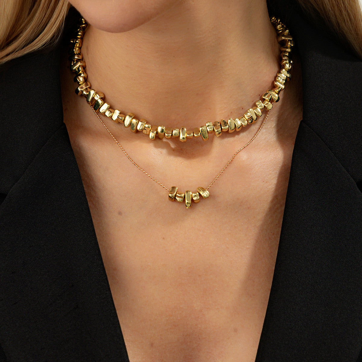 Wholesale  Asymmetrical Ccb Broken Silver Beaded Necklace