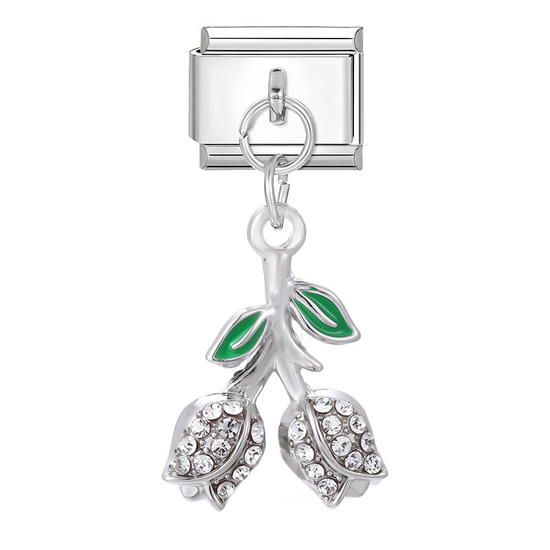 Wholesale 9mm Italian Charm Starter Bracelets DIY Heart Bow Pendant Stainless Steel Composable Bracelet