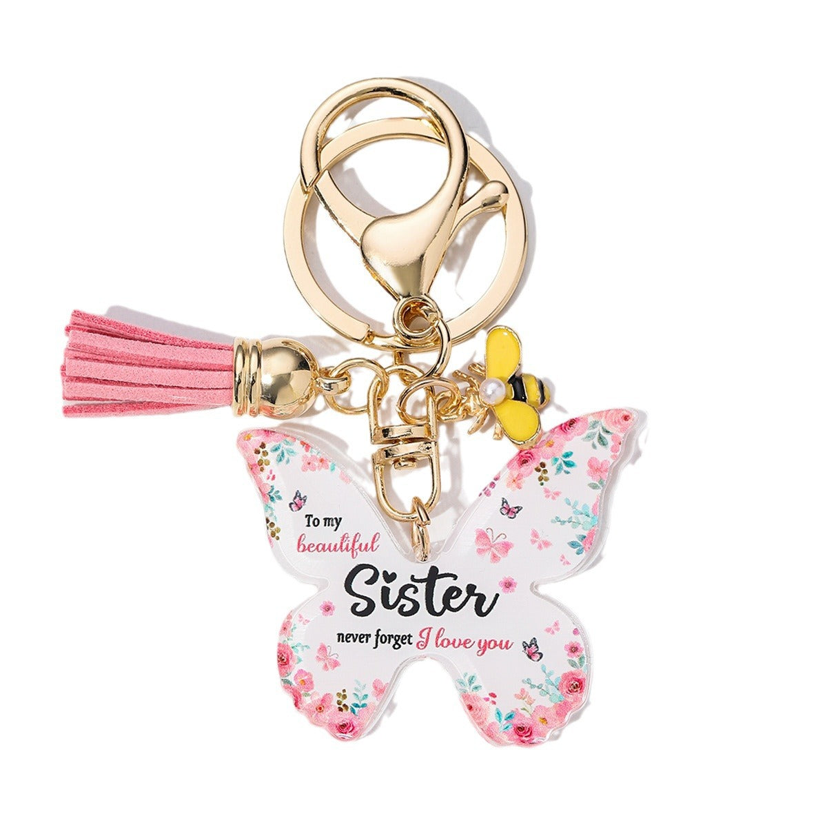 Wholesale 1PCS Arrival Butterfly Shape Acrylic MOM Pendant Key Chain Gift for Mother' s Day Valentine' s Day Anniversary