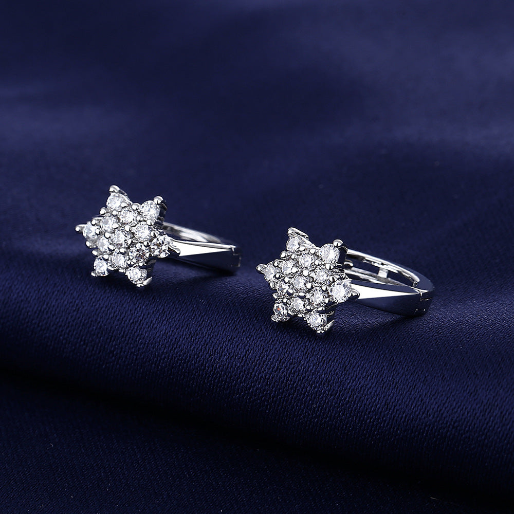 Wholesale Micro-inlaid Five-pointed Star Full Diamond Zircon Earrings