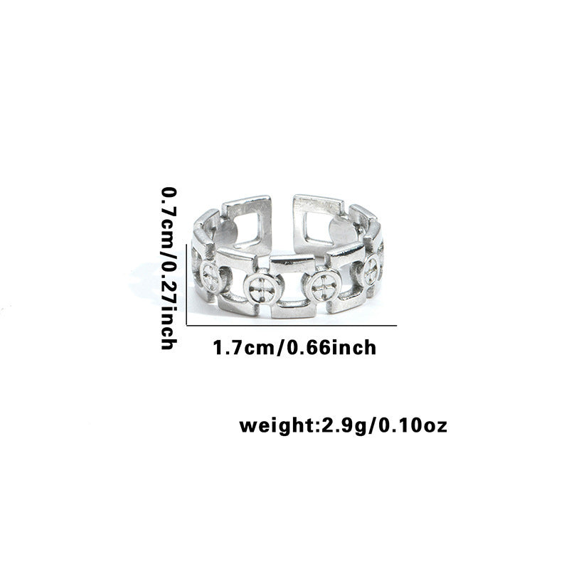 Wholesale Geometric Asymmetrical Heart Titanium Steel Ring Chic Boutique Resale