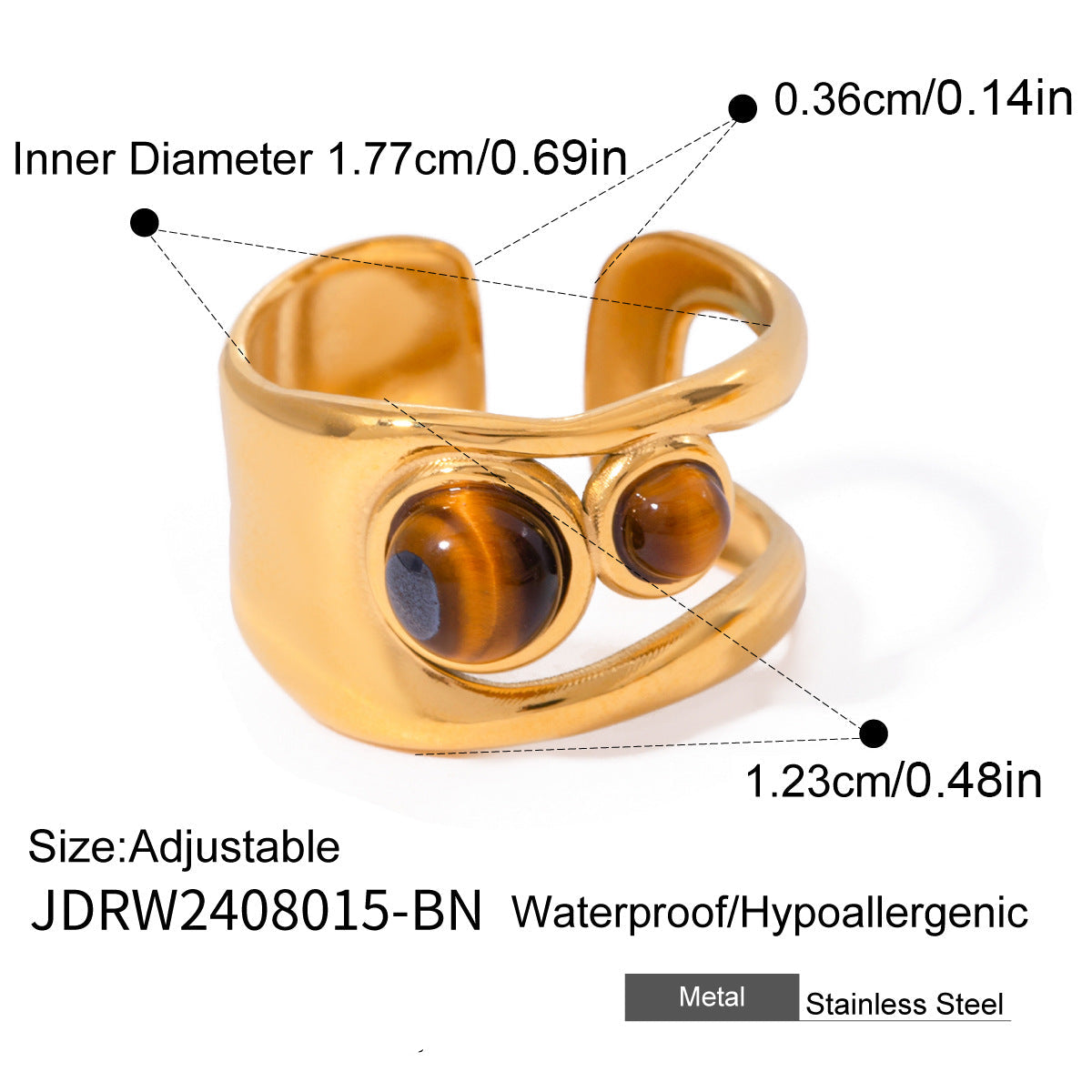 Wholesale Stainless Steel Tiger Eye Stone Ring