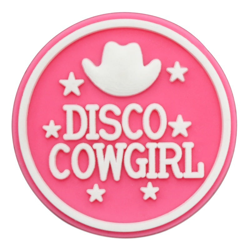 Wholesale Chic Pink Cowgirl Shoe Charms PVC Soft Rubber DIY Garden Shoe Decor