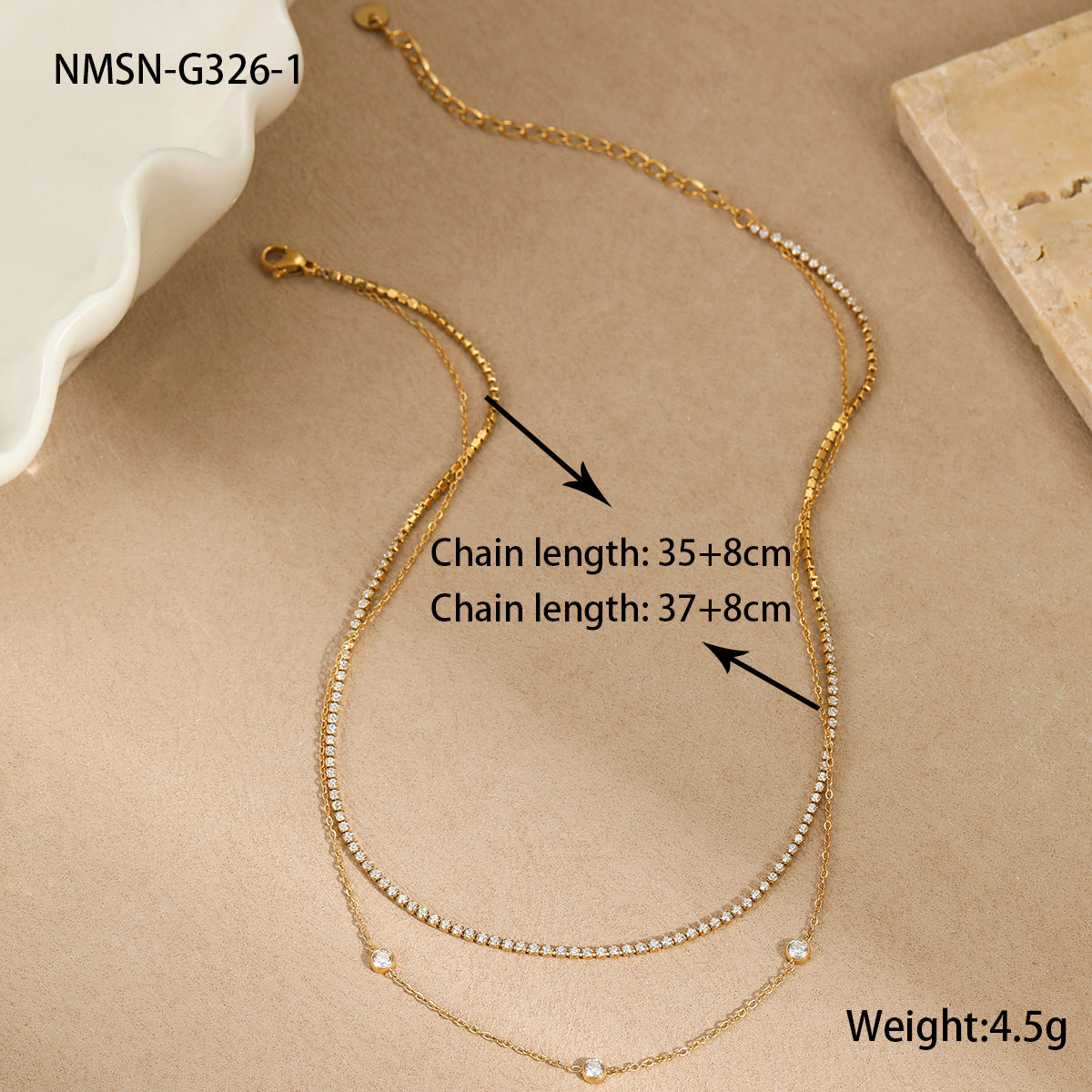 Wholesale  zircon stainless steel stacked necklace