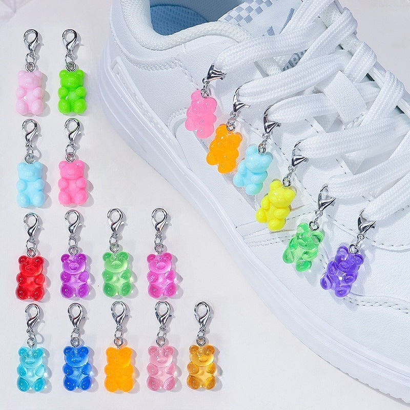 Wholesale 10pcs/pack Candy Color Bear Pendant DIY Universal Buckle Pendant Necklace Bracelet Keychain Shoe Bag Accessories Pendant Accessories