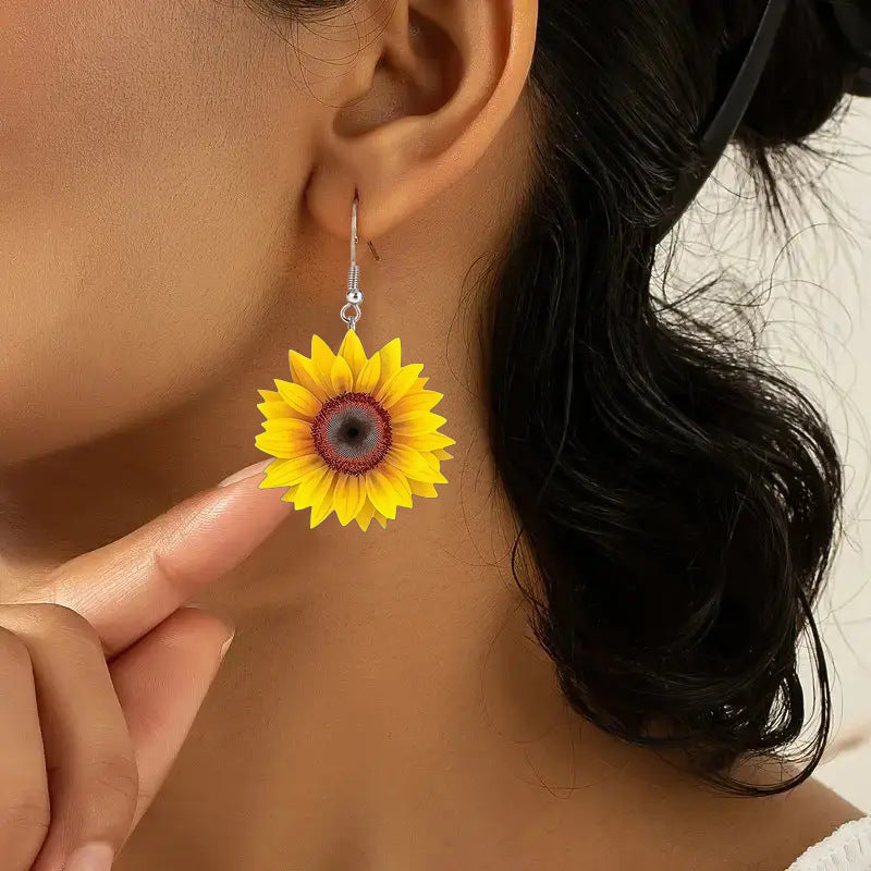 Wholesale Summer Sunflower Flower Acrylic Earrings