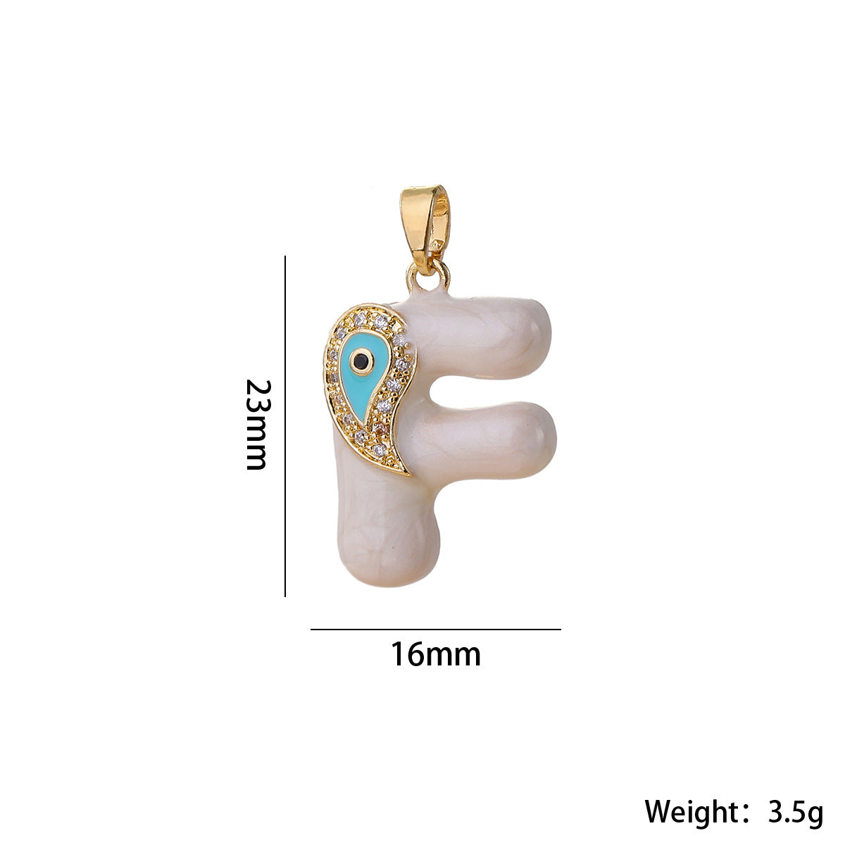 Wholesale Evil Eye Letter Pendant 16K Gold Plated Copper With Zircon Fashion Decorative Accessory DIY Jewelry Charm Boutique Gift Resale
