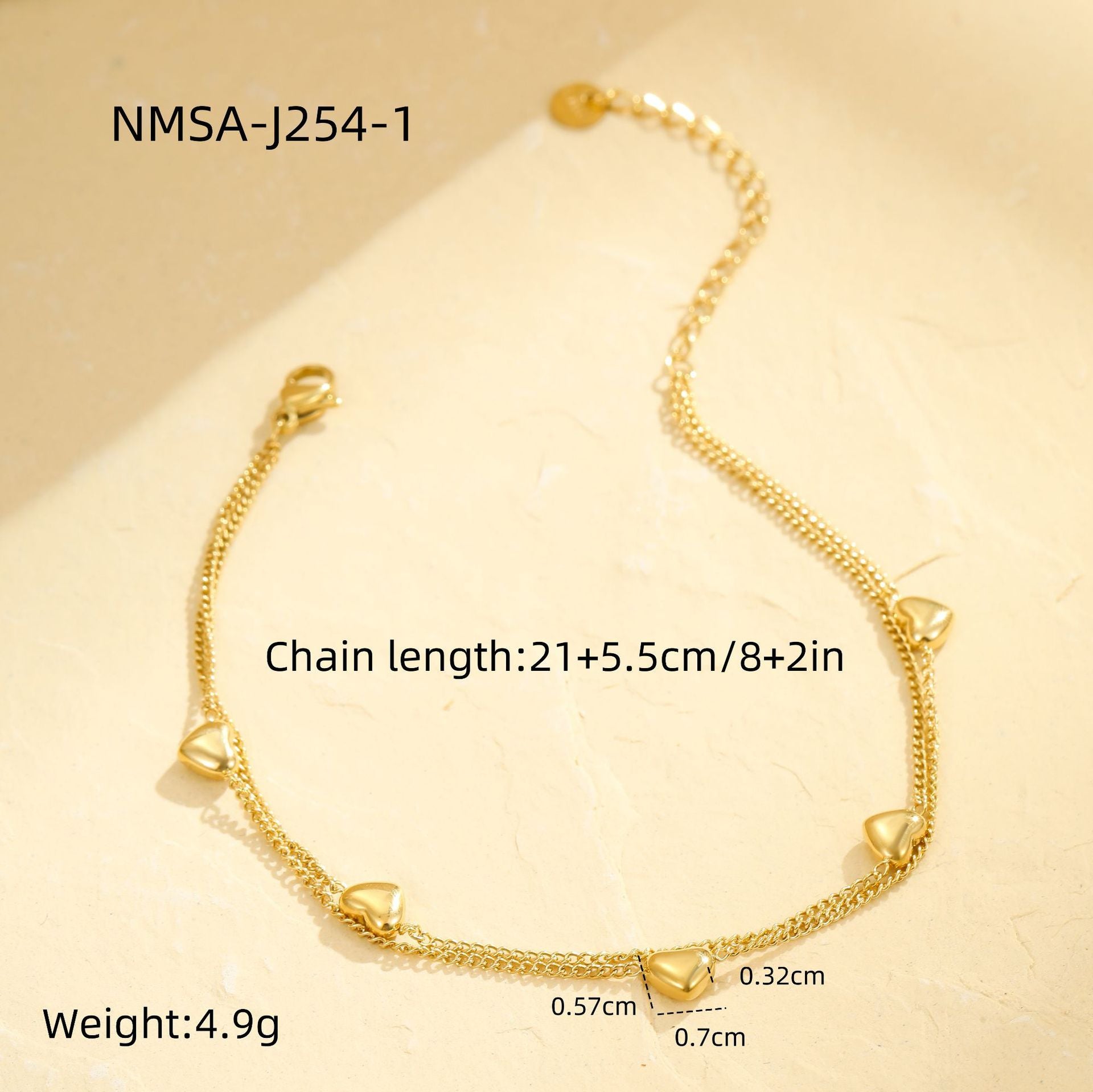 Wholesale  Multi-layer Love Stainless Steel  Anklets