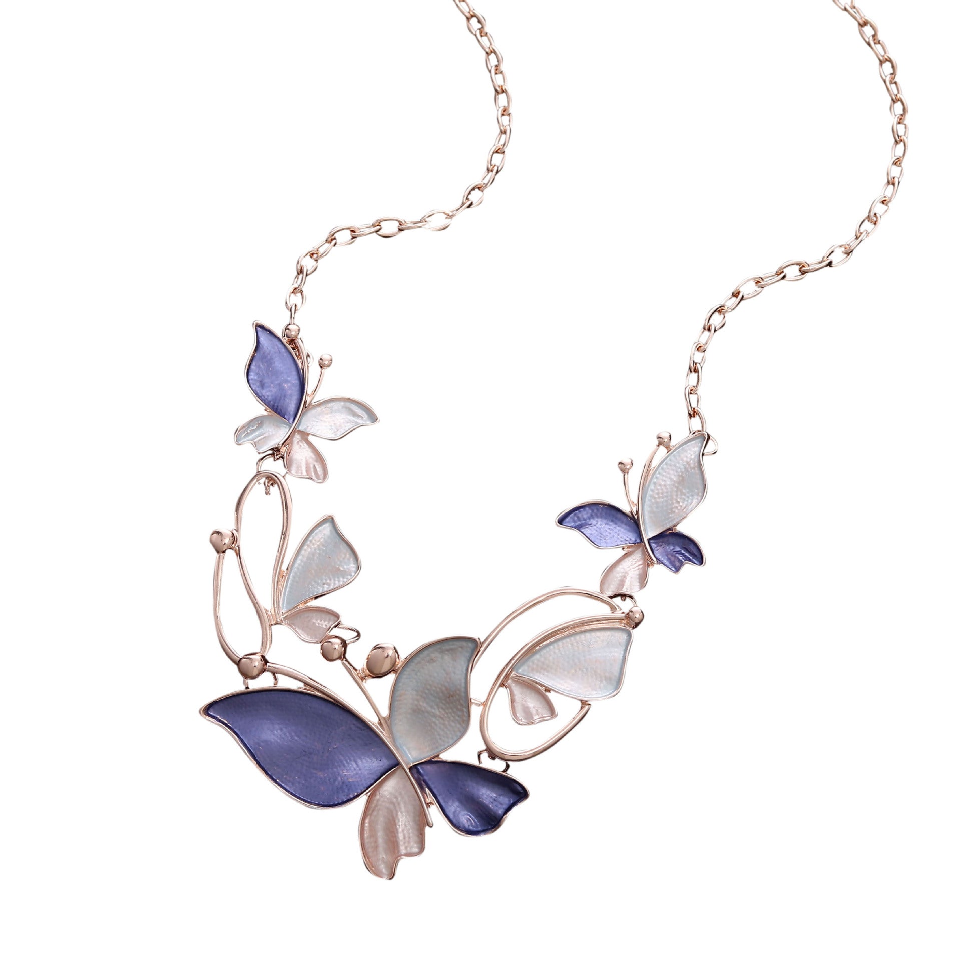 Wholesale color painting oil butterfly necklace geometric hollow butterfly flying necklace