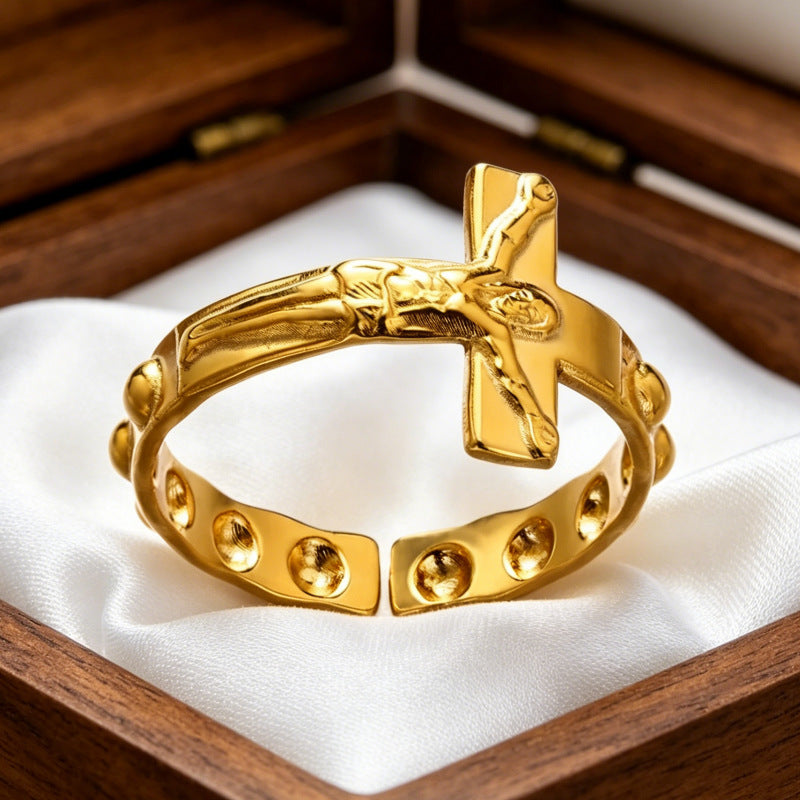 Wholesale Gold Plated Stainless Steel Cross Bracelet Unisex Fashion Jewelry Accessory for Boutique Resale
