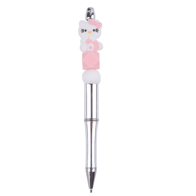 Wholesale Beaded Pen Creative Handmade Cat Silicone Beads Beaded Pen