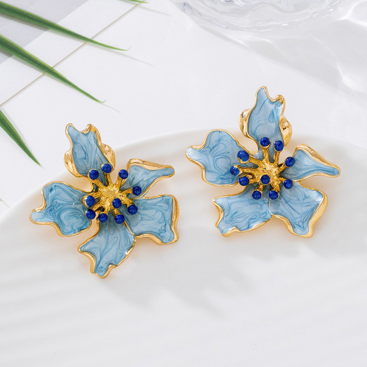 Wholesale Colorful Irregular Halo Drip Oil Flower Earrings - Chic Fashion Jewelry Accessory