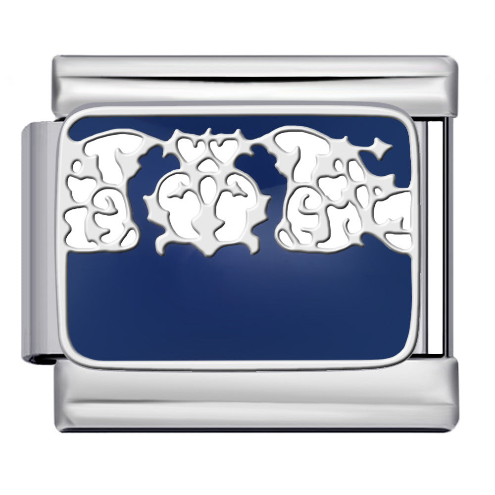 Wholesale Italian DIY  modular Charms Titanium steel oil drip welding pattern strap Charms