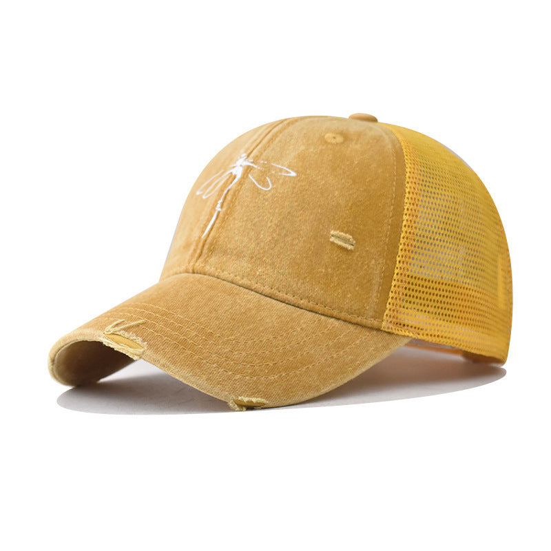 Wholesale Chic Butterfly Navy Blue Baseball Cap Adjustable Sun Protection Summer Resale