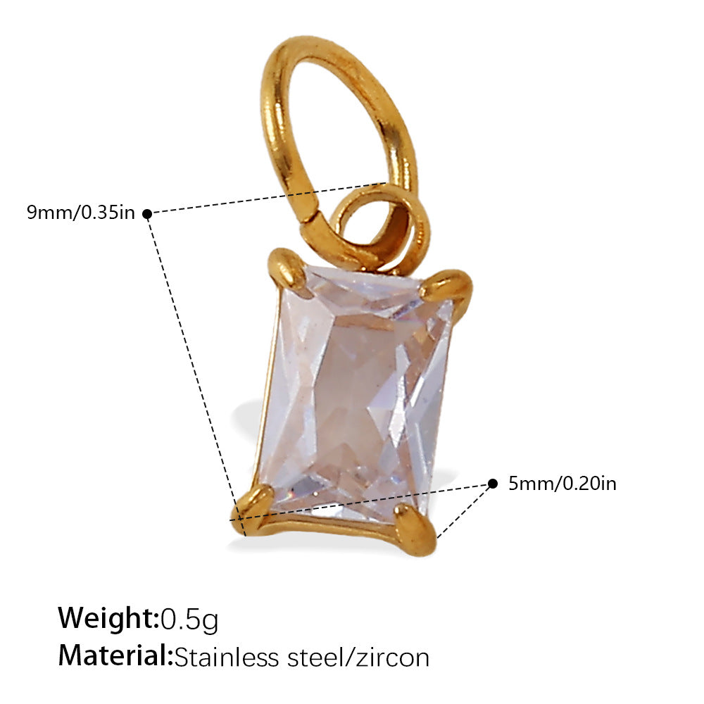 Wholesale 18K gold plated geometric colored gemstone rectangular five-pointed star   Charms