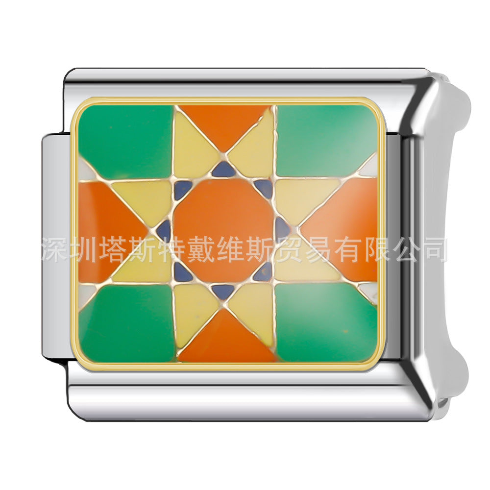 Wholesale 9mm Italian Charm Starter Bracelets DIY square Single Section Creative Stainless Steel Composable Bracelet