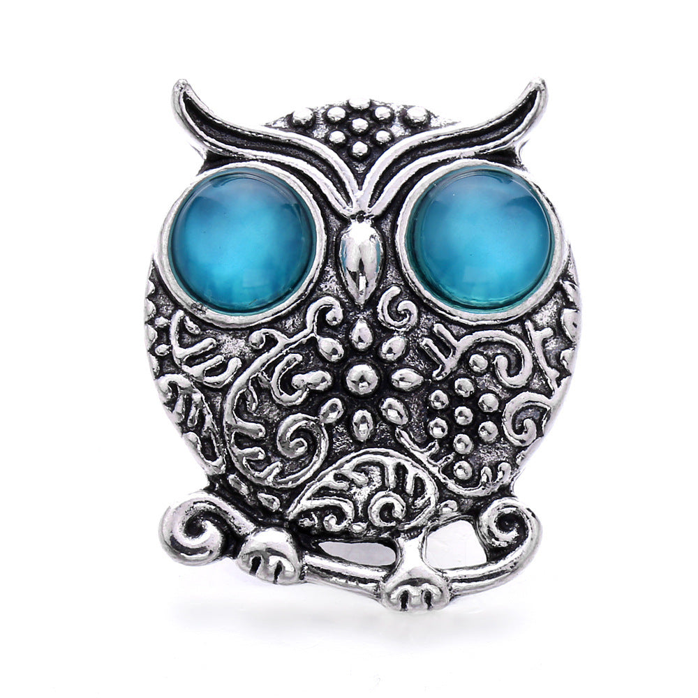 Wholesale Noosa Button Owl Button Bracelet Pendant 18mm Snap Charms Accessories