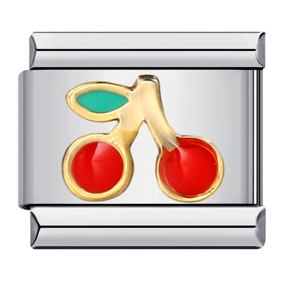 Wholesale Italian Charm Bracelet 9mm DIY Splicing Removable Fruit and Vegetable Series Stainless Steel Composable Bracelet