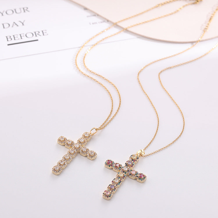 Wholesale Zircon Cross Pendant Necklaces Zircon Clavicle Chain ACC-NE-SY009