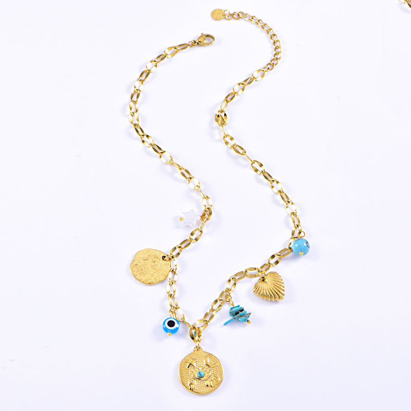 Wholesale  Titanium Steel ocean shell starfish conch necklace