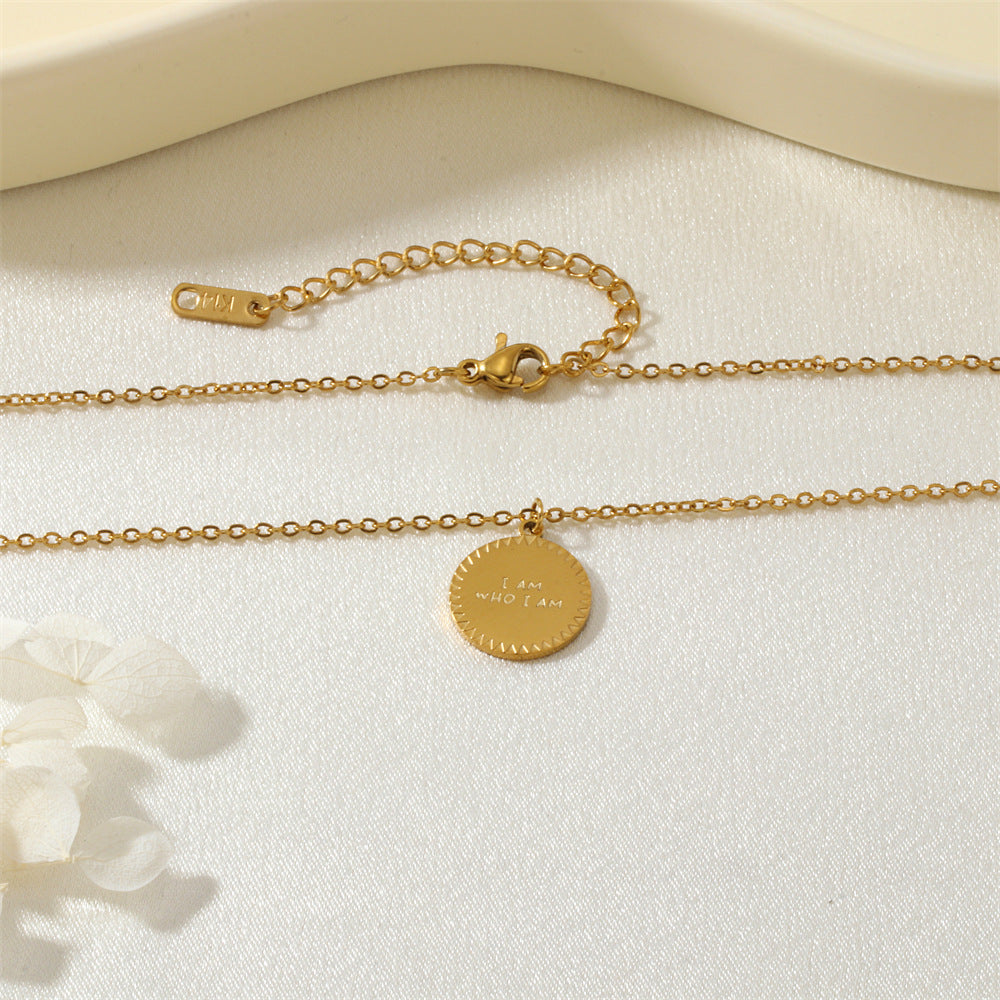 Wholesale Letter element medal anniversary blessing non-fading titanium steel necklace