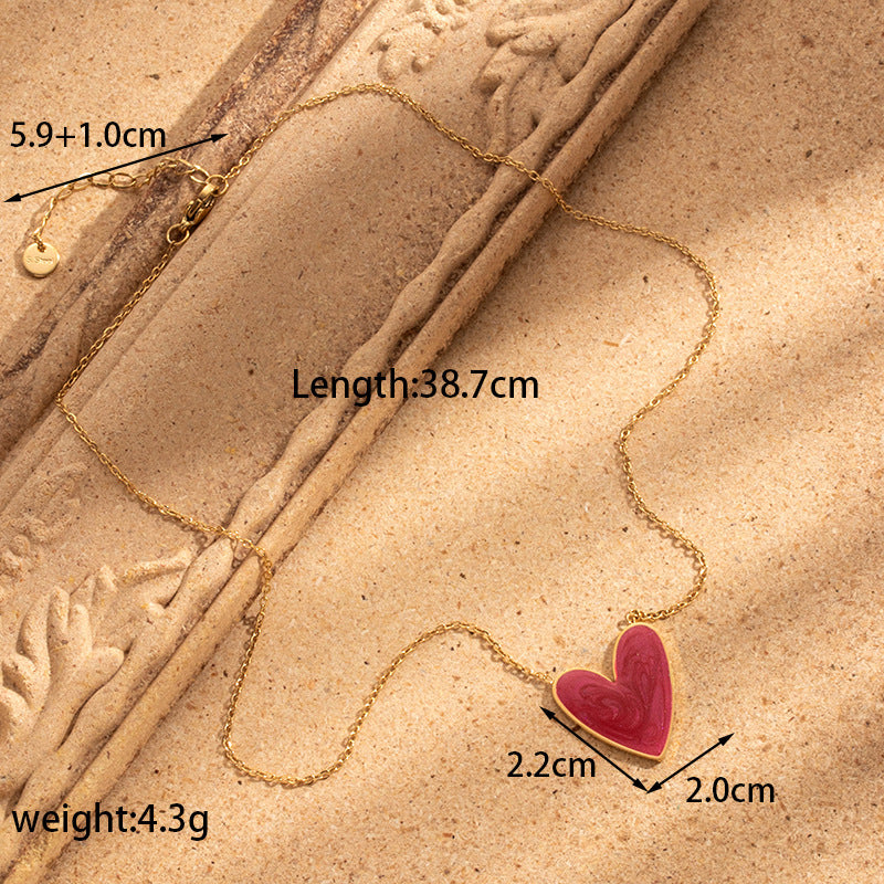 Wholesale Titanium steel simple all-match  oil painting love light luxury necklaces