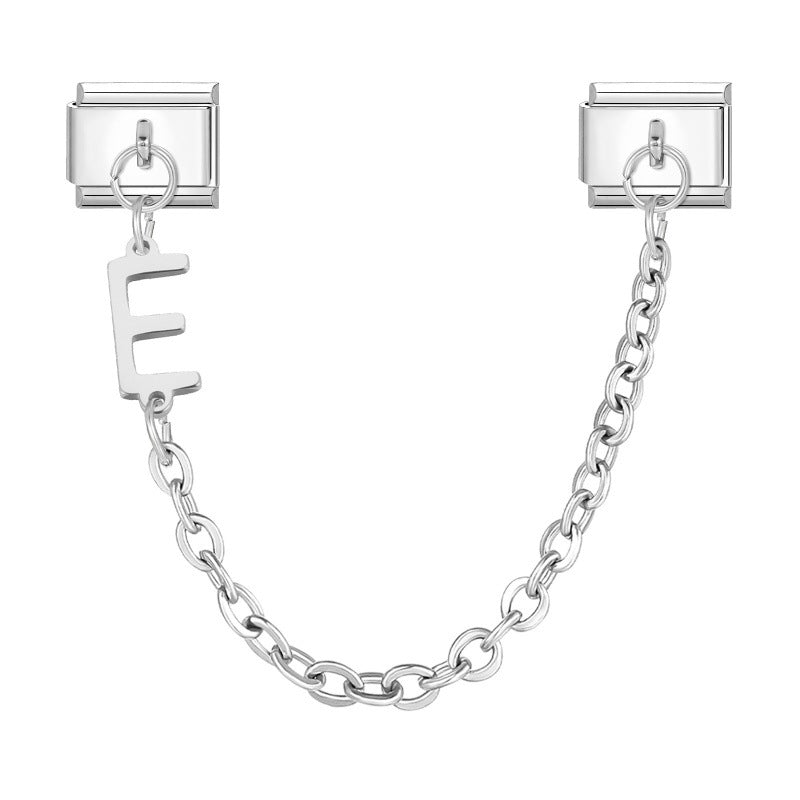 Wholesale Steel Color Letter Double Pendant DIY Fashion Italian Exquisite Creative Retro Module Bracelet Accessories Jewelry