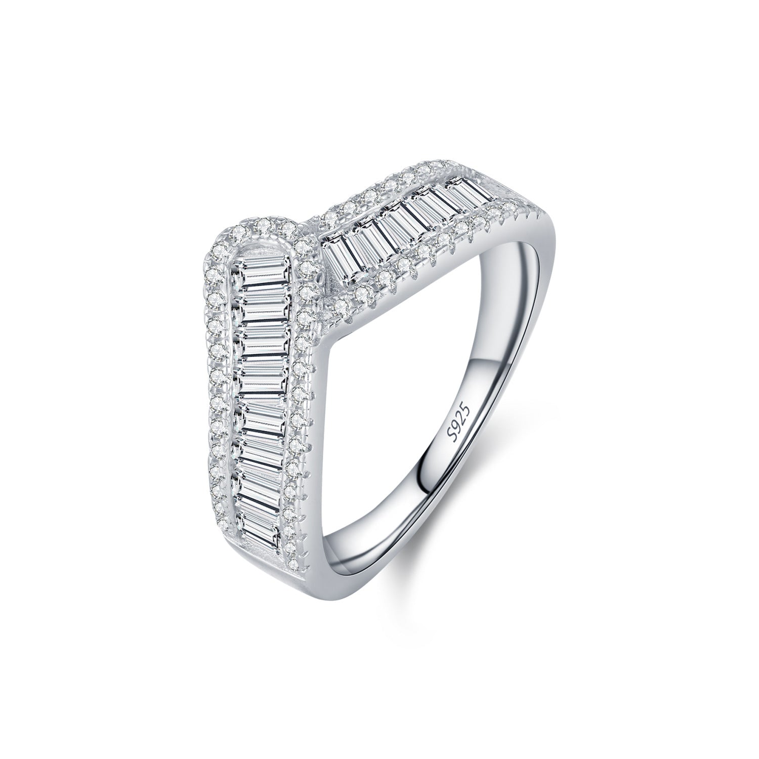 Wholesale s925 silver irregular line diamond ring