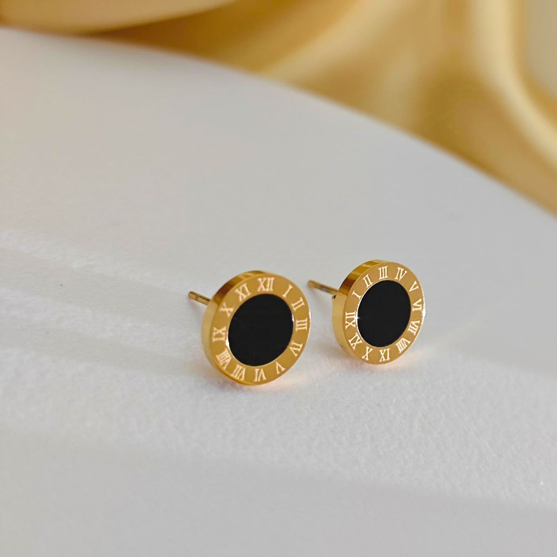 Wholesale Modern Geometric Titanium Steel Earrings Black Electroplated Jewelry Accessory