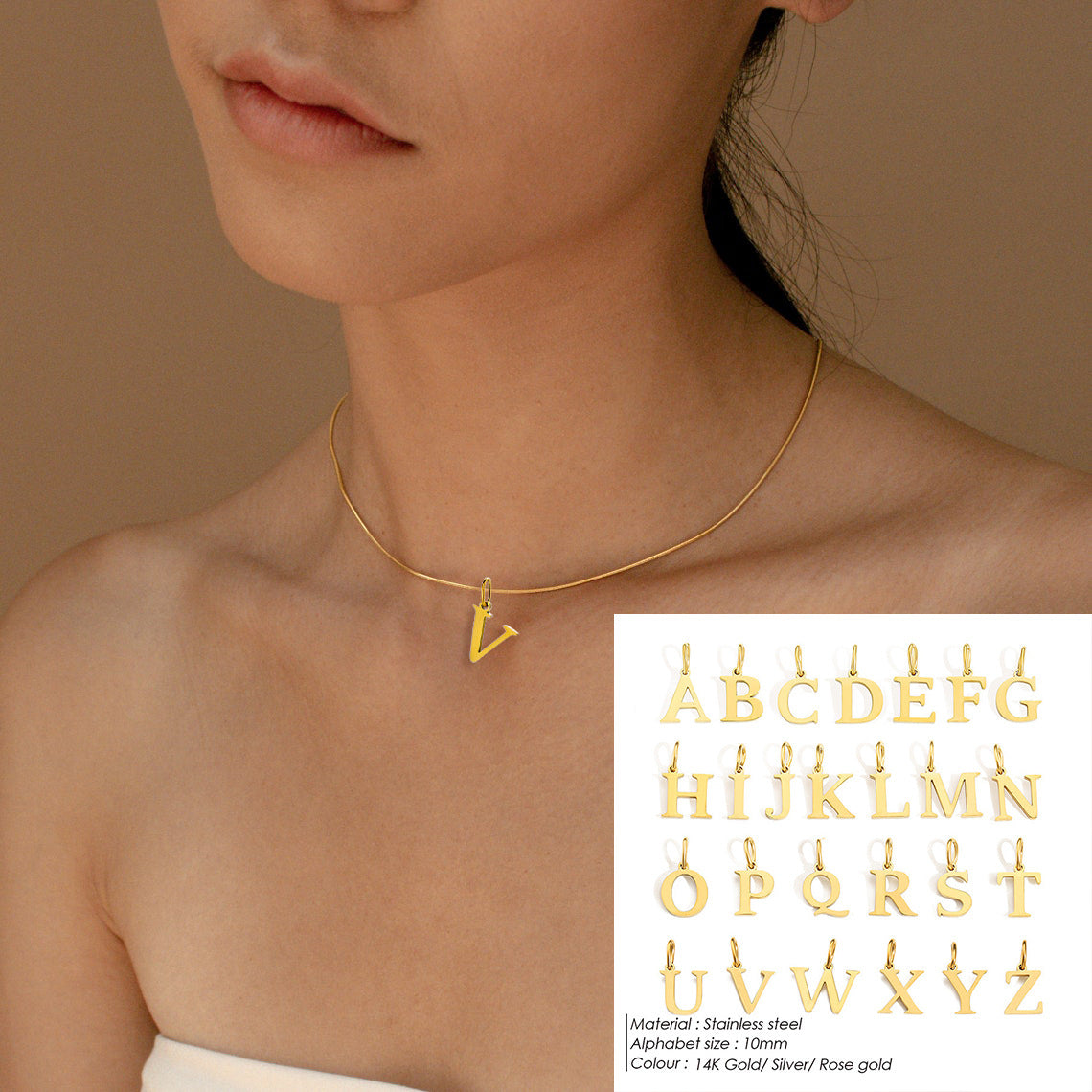 Wholesale Titanium steel letter pendant