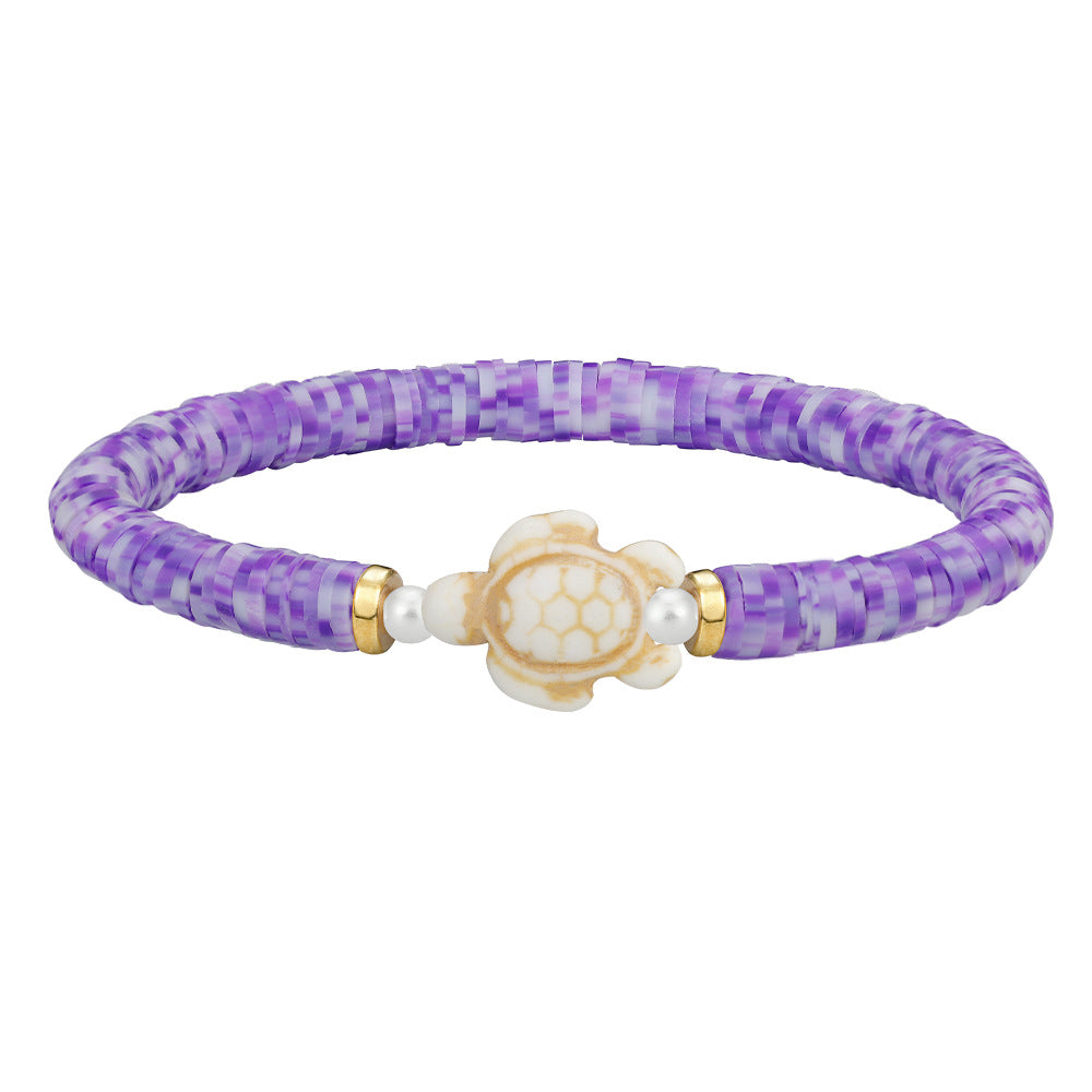 Wholesale polymer clay beaded elastic bohemian style handmade turtle bracelet