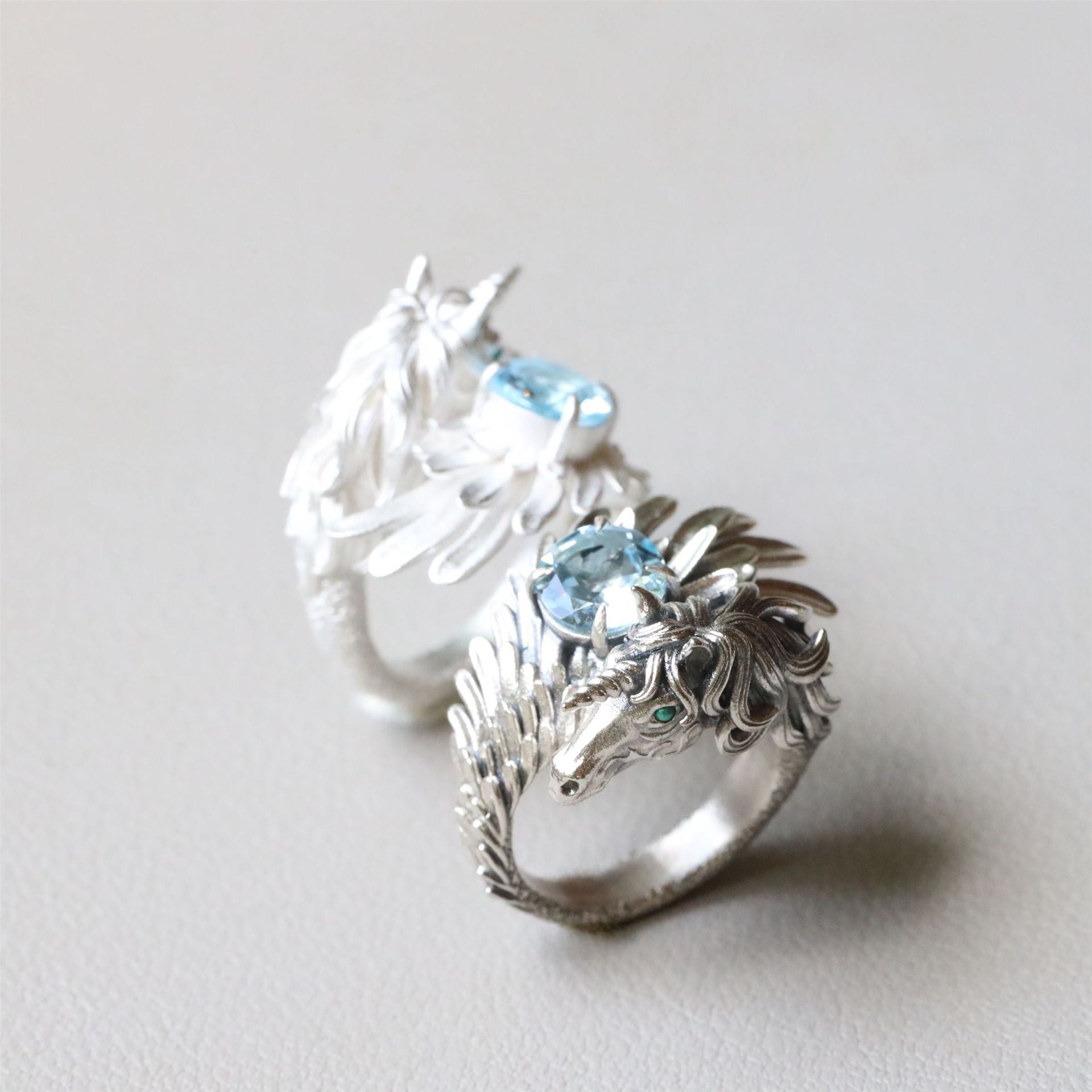 Wholesale Retro Unicorn Ring with Rhinestone Feather Wings Jewelry Accessory Gift