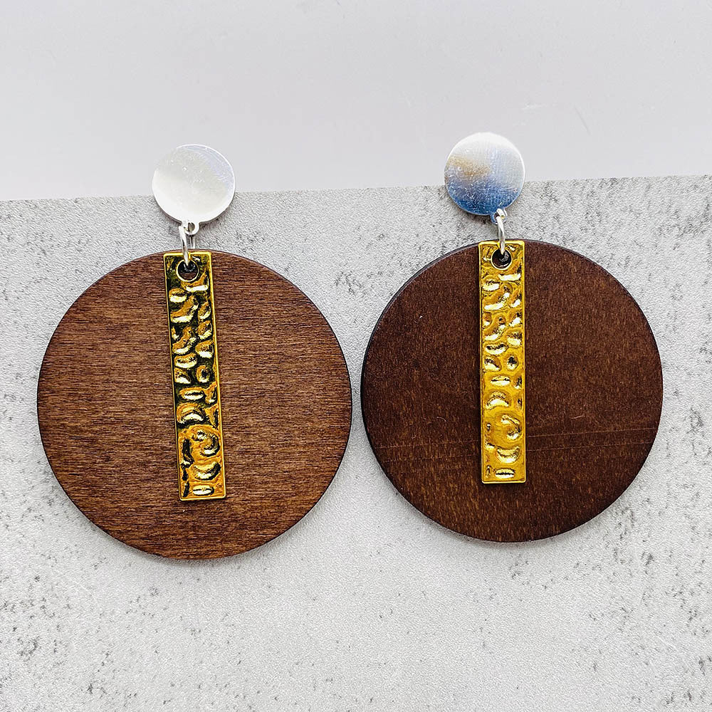 Wholesale Vintage Wooden Cross and Feather Earrings