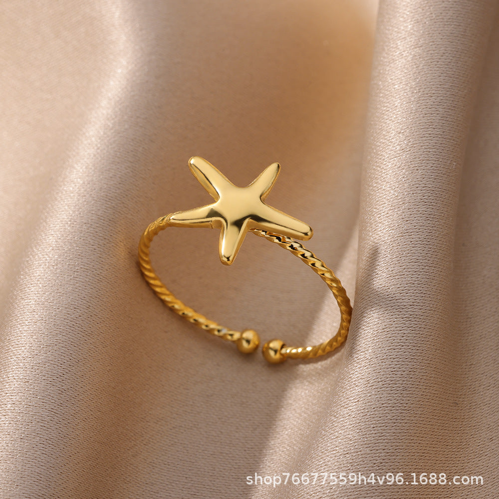 Wholesale  Light Luxury Stainless Steel 18k Gold Plated Ring