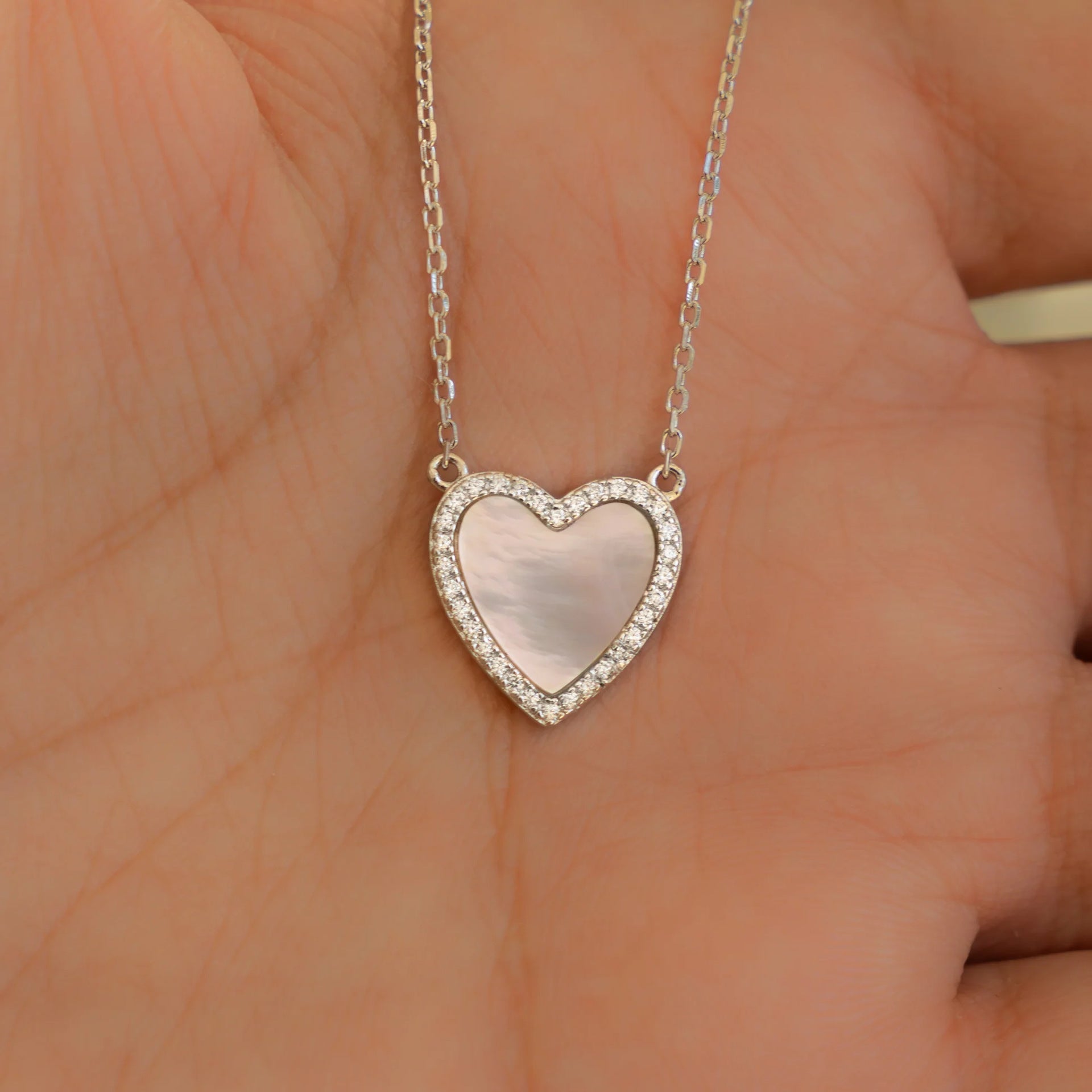 Wholesale Diamond-Encrusted Love Stainless Steel Necklace