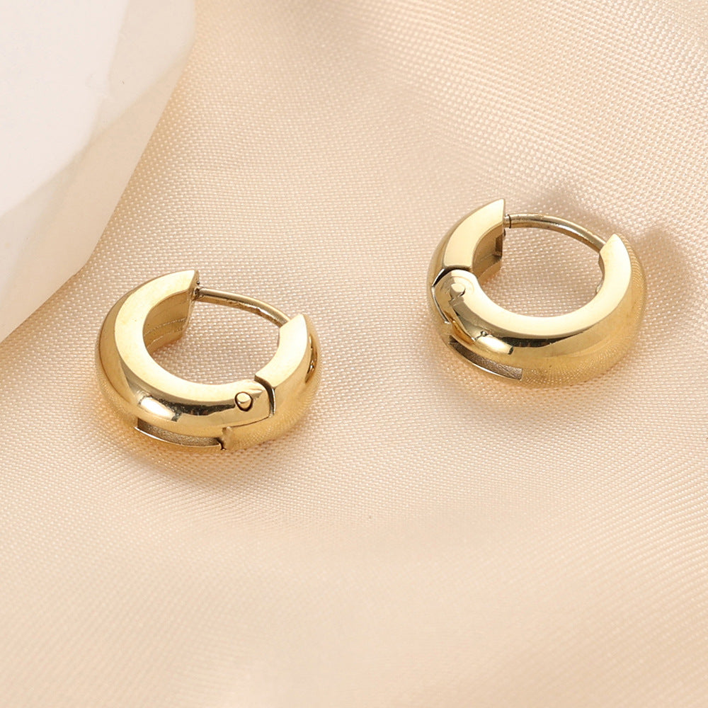 Wholesale Titanium Steel Earrings Thick Cylindrical C Shape Round Earrings  ACC-ES-ZhongZhe009