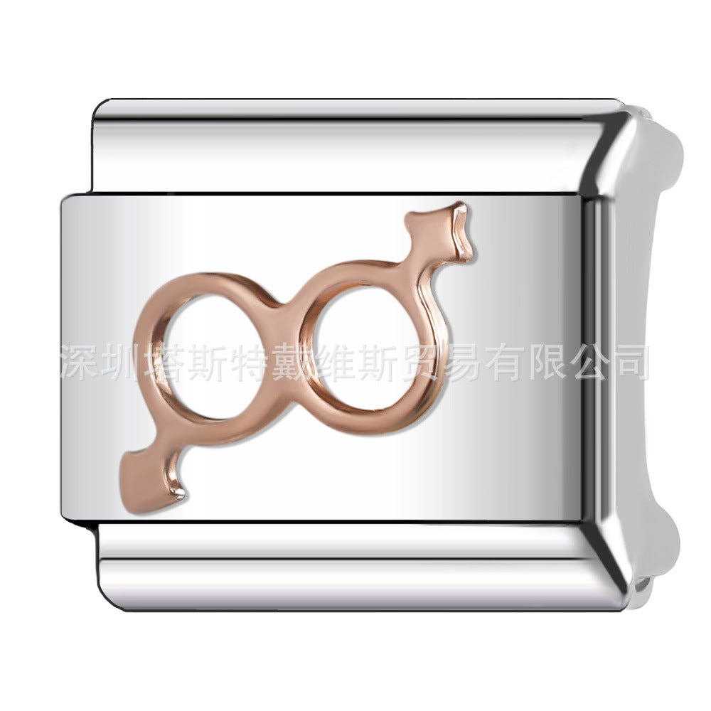 Wholesale  Italian Charm Bracelet 9mm DIY Rose Gold Series Creative Stainless Steel Composable Bracelet