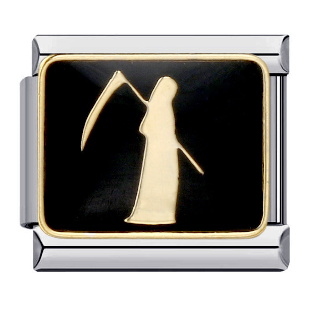 Wholesale   Module Bracelet Titanium Steel Welding Oil Dropping Dark Black Pattern