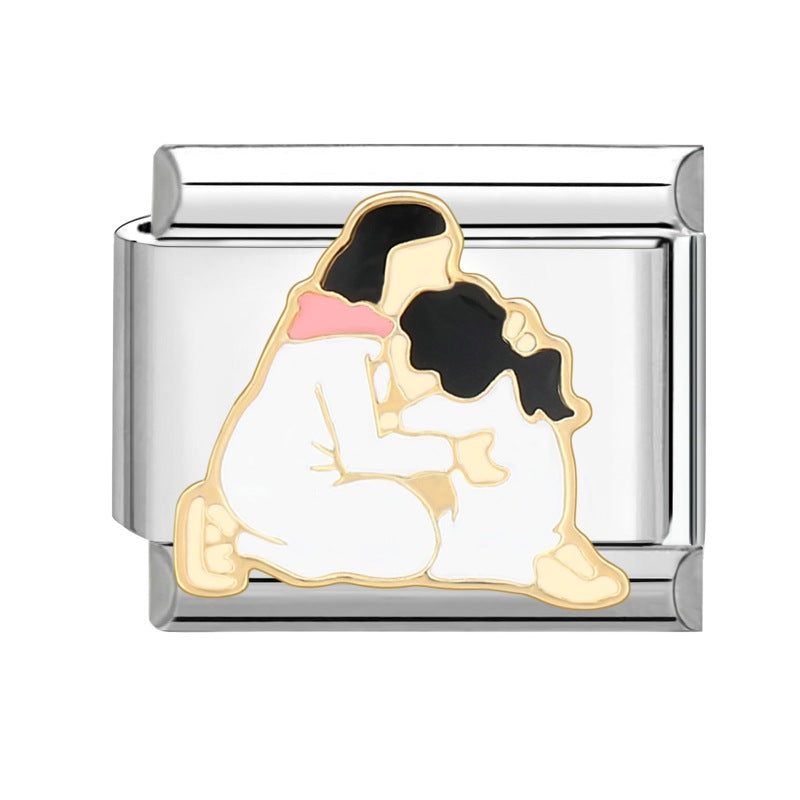 Wholesale Italian Charm Bracelet 9mm DIY Splicing Cute Cartoon Titanium Steel  Composable Bracelet