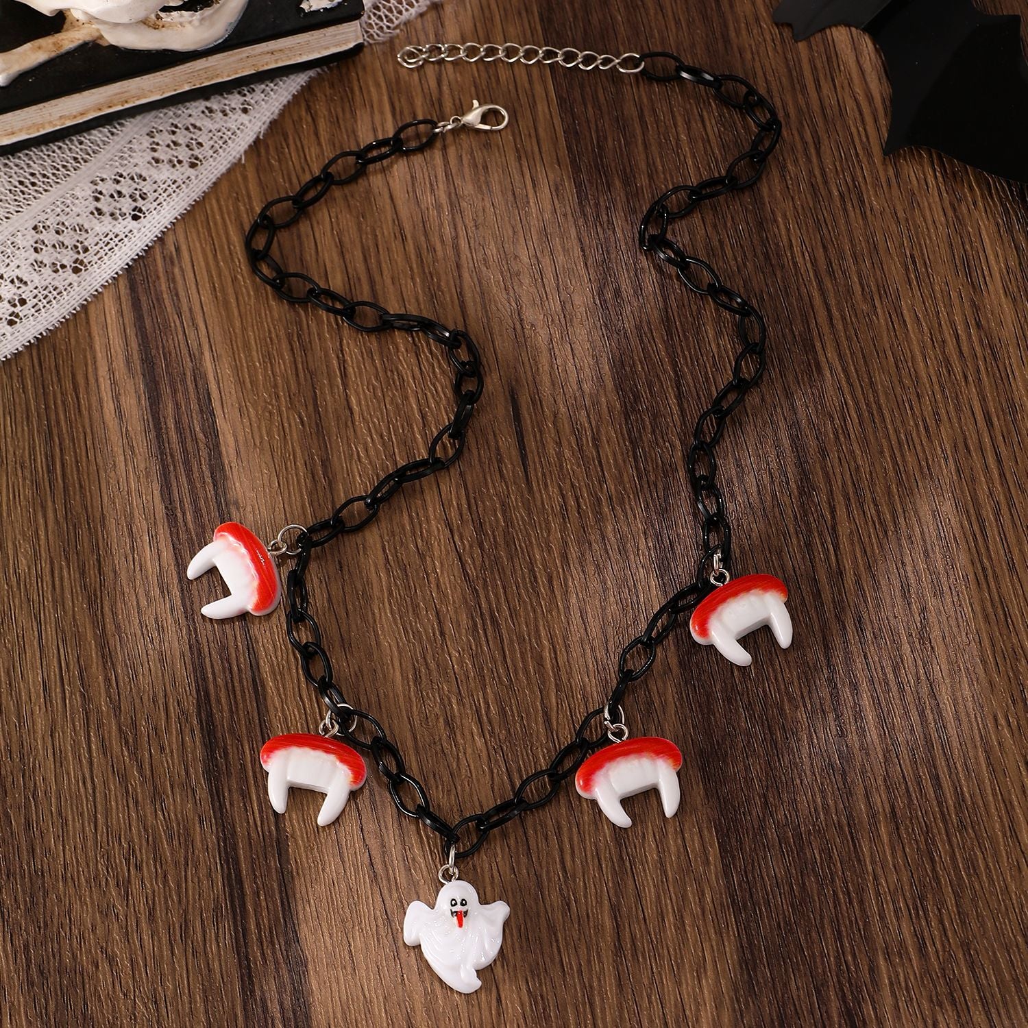 Wholesale Resin  Cartoon Pendant Necklace - Funny Pumpkin Ghost Design,  Fashion Accessory for Party or Boutique Resale
