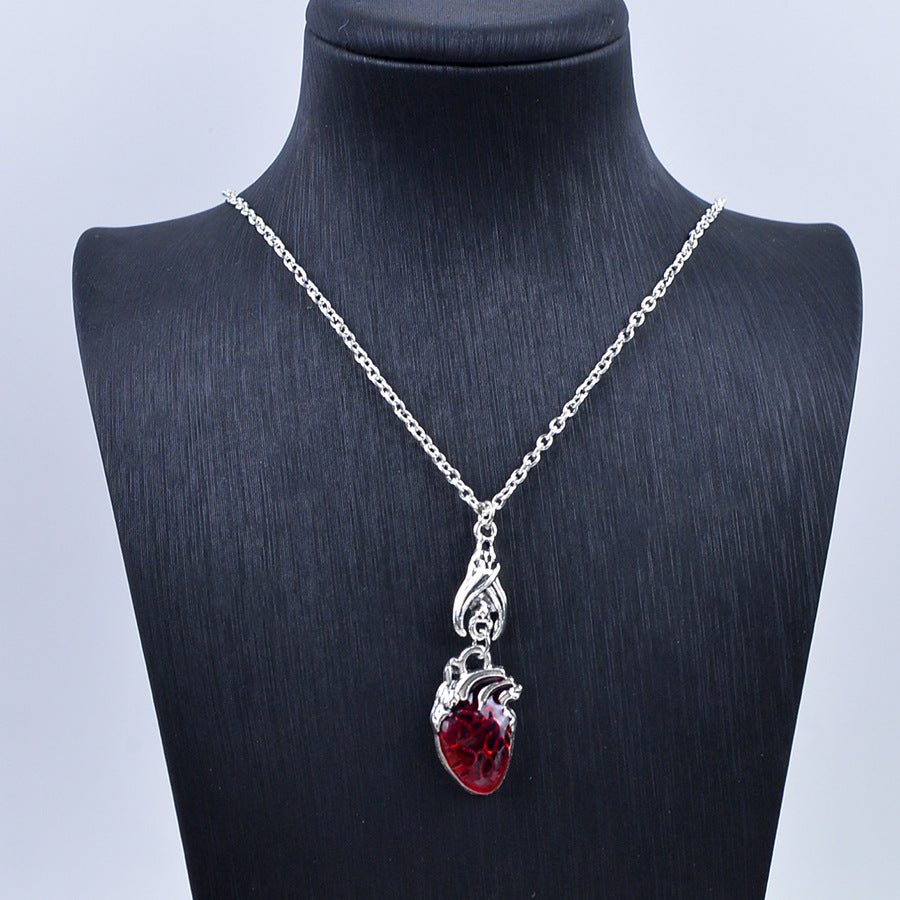 Wholesale Retro Bat Teardrop Ruby Jewelry Set  Earrings Necklace Fashion Accessory Gift