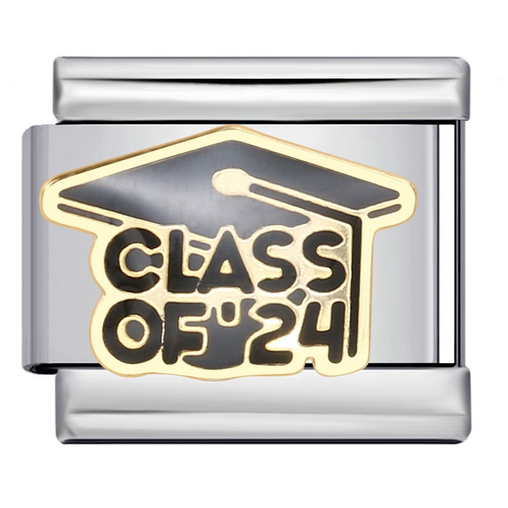 Wholesale Italian Charm Bracelet 9mm DIY Splicing Removable Gold Plated Oil Drop Cartoon Stainless Steel Composable Bracelet