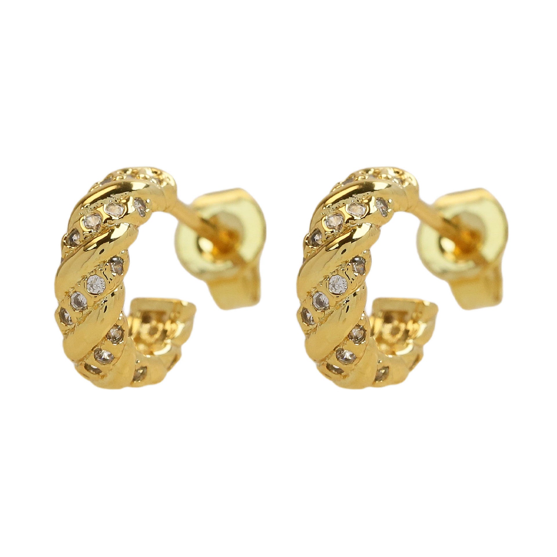 Wholesale  18k 10mm20mm30mm Brass Zircon Twist Thread  Earrings