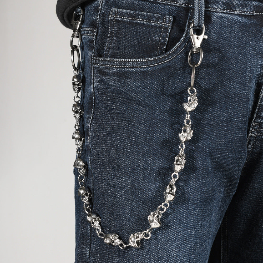 Wholesale  Skull Single-Layer Ghost Head Keychain Ring Decoration Waist Chain