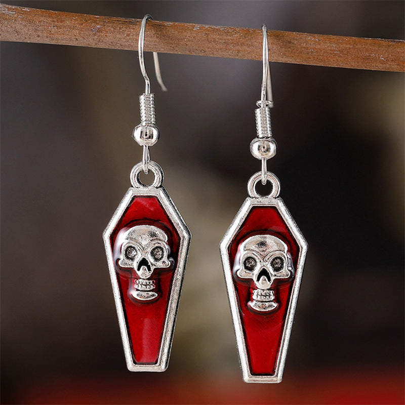 Wholesale Gothic  Cross Skull Coffin Earrings Retro Zinc Alloy Electroplated Party Wear Boutique Resale
