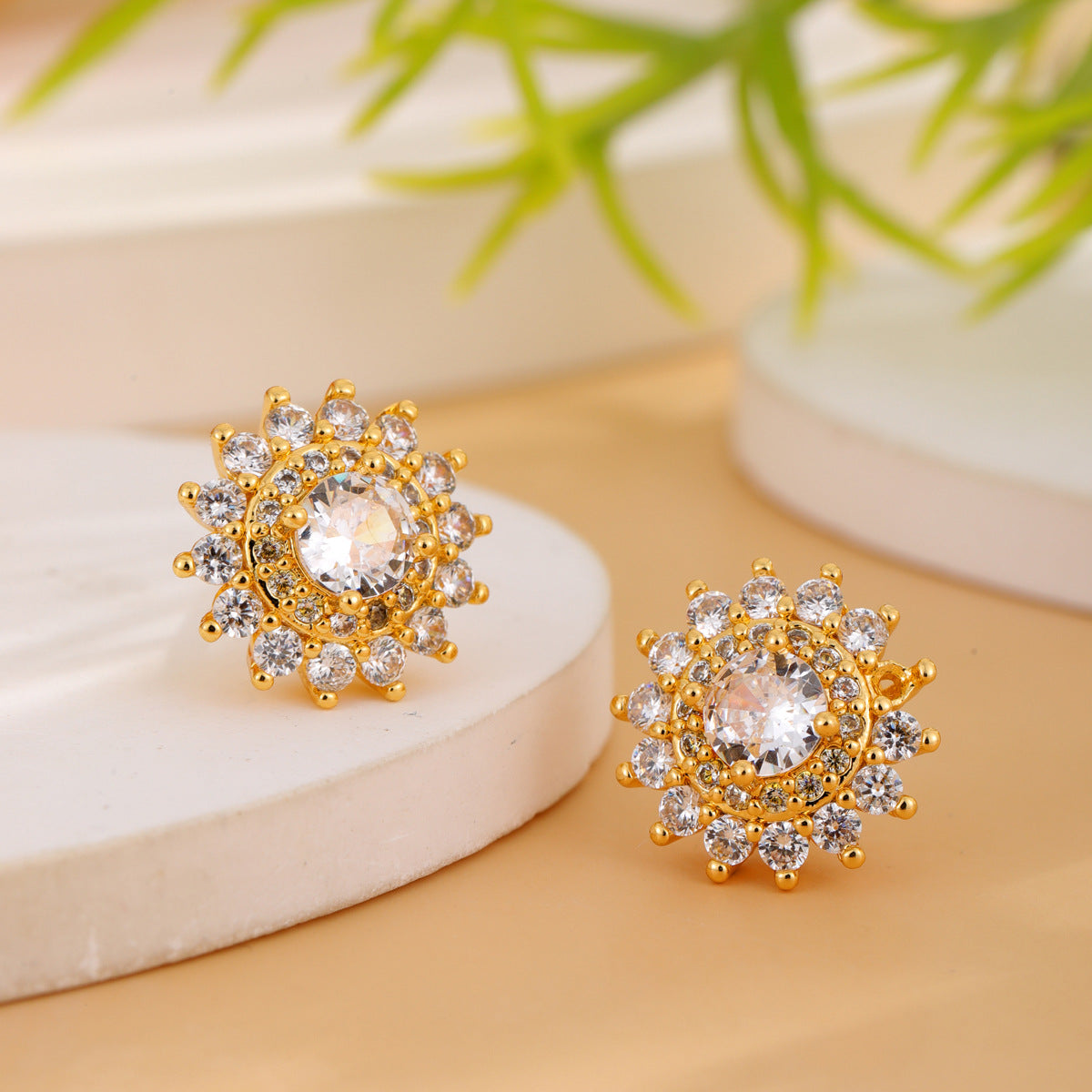 Wholesale Sunflower Flower Copper Plated Earrings